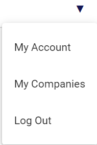The drop-down menu in the top right corner of the portal, with options for My Account, My Companies, and Log Out